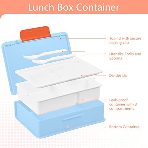 Alaza Cute Cogumelo Bento Lunch Box Free BPA à prova de vazamentos Recipientes com Fork & Spoon,