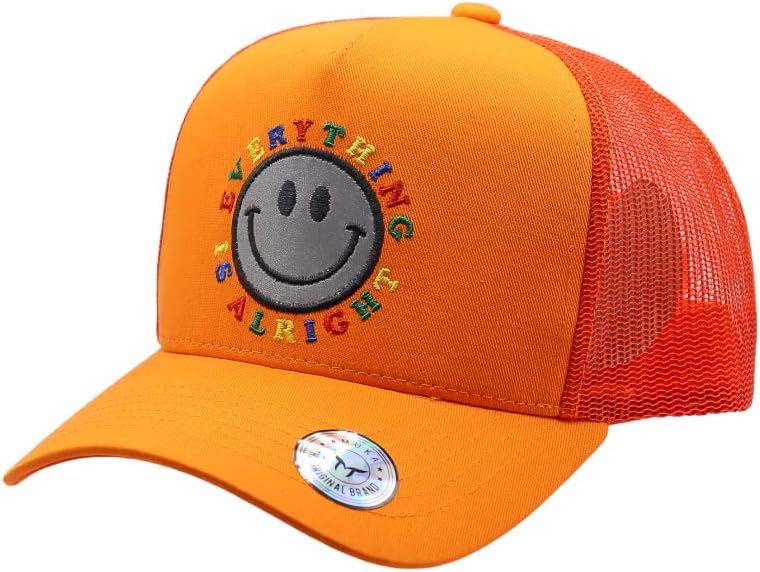 Muka Smiley Face Trucker Hat Streetwear Vintage 5 painéis Chapé