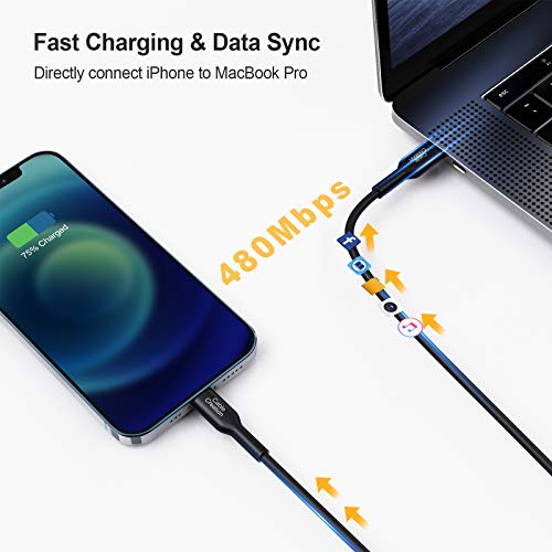 Cablecreation USB C To Lightning Cable 6ft, carregador de iPhone 13 [Certificado MFI], tipo C Tipo C para Lightning para PD Charging Fast e Sync Sync, compatível com iPhone13, 12, 11, X, Xs, 8, AirPods Pro, 1,8m