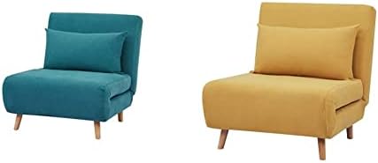 Gia Tri-Fold Convertible Polyster Sofá cadeira de cama com travesseiro e pernas removíveis, azul de
