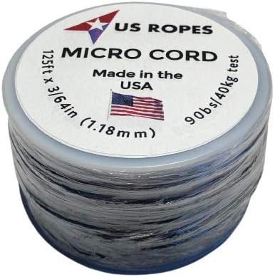 Cordas dos EUA Nylon Tactical Micro Cord 1.18mm x 125 pés Cordão trançado leve no acampamento de bobina Jóias de jardim de pesca em casa de 90 lb Carga de quebra de teste