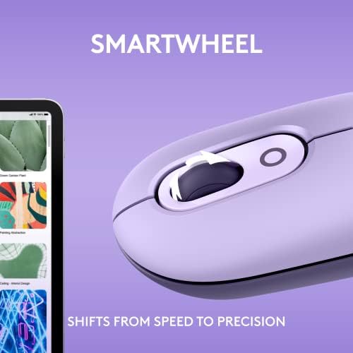 Mouse Pop Logitech, mouse sem fio com emojis personalizáveis, tecnologia SilentTouch, rolagem de precisão/velocidade, design compacto, Bluetooth, Multi -Device, OS Compatível - Cosmos