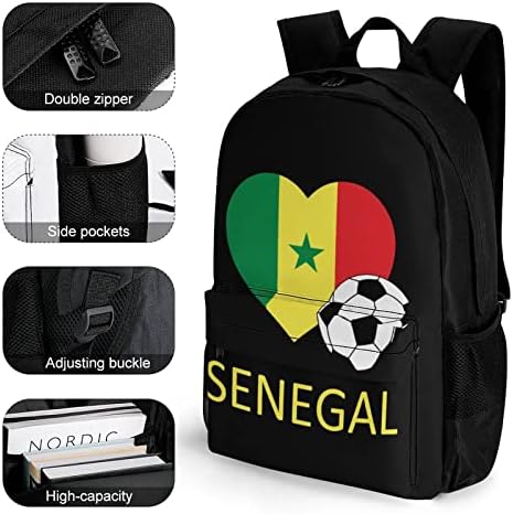 Amor senegal futebol mochila de viagens estéticas college bookbag clássico mochilas de ombro saco de trabalho para homens