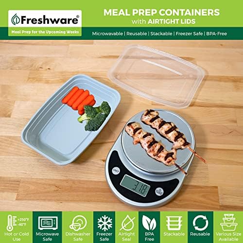 Recipientes de preparação para refeições Freshware [15 pacote] 1 Compartimento de contêineres de armazenamento de alimentos com tampas, caixa de bento, bpa livre, empilhável, microondas/lava -louças/freezer