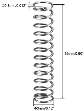 diâmetro do fio uxcell 0,012 , od 0,12, comprimento livre 0,60 bobina de aço primavera mola compactada primavera 30pcs