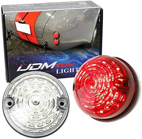 IJDMTOY 12V 70mm Dome redonda Montagem de descarga Lente Clear Lente Xenônio Branco LED Marcadores