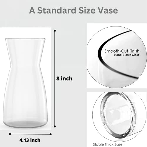 Vaso de qualidade premium de 8 polegadas - vaso transparente, vaso de flores de vidro de cristal para decoração