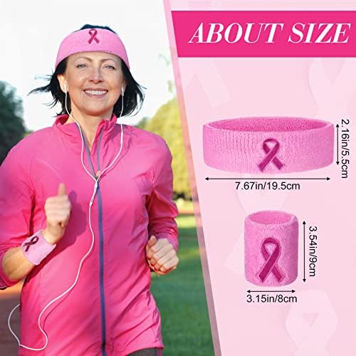 Willbond 12 peças Câncer de mama Consciência da cabeça Pátia de faixa Conjunto de faixa de fita rosa