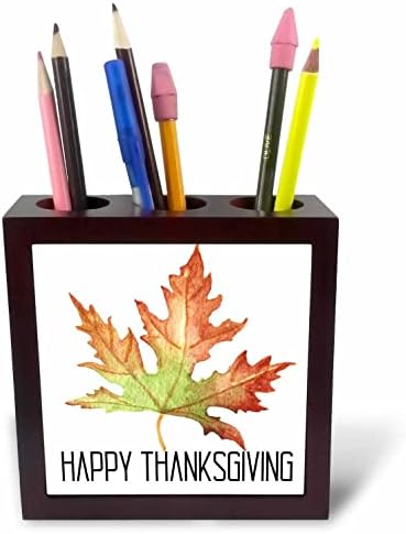 3drose feliz Dia de Ação de Graças com uma imagem de folhas de outono em aquarela - portadores de