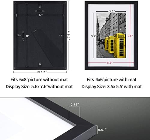 6x8 quadro de imagem clássico de moldura de madeira preta Conjunto de molduras de 3, exibição figuras 4x6 com tapete ou 6x8 sem tape