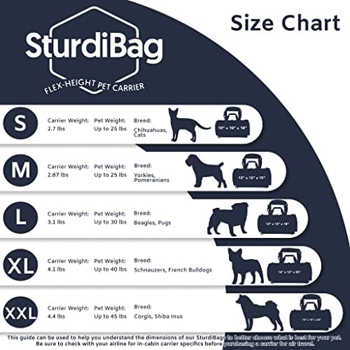 Dividido Sturdibag X-Large Pet Transportador: compartimento para 2 animais de estimação, altura flexível para gatos e cães, lacrado com clipes de segurança e tiras de cinto de segurança | Tanão terroso, 20 x 16 x 12
