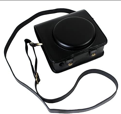 Caixa Rieibi Square Sq6, estojo de proteção para Fujifilm Instax Square Sq6 Câmera instantânea, capa compacta de couro PU com alça de ombro ajustável, preto, estojo de beleza