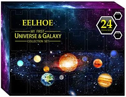 Gierzijia 24pcs universo kit de coleta de galáxia, calendário de advento de Natal 2021 Planeta espacial Caixa