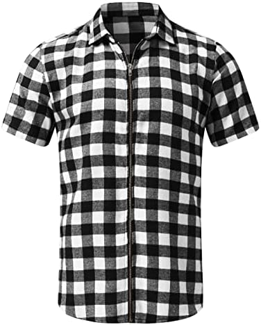 Xxbr camisetas xadrez para homens, 2022 Novo Summer Men's Checked Shirt Button Down Business Business Casual Tops
