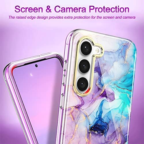 Hocase para Galaxy S23 Plus Caso, TPU macio à prova de choque+Caixa de proteção de corpo inteiro de plástico rígido para Samsung Galaxy S23 Plus 5G 2023 - mármore colorido