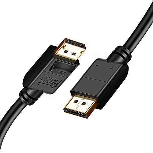 CableCreation 8K DisplayPort Cable 1.4, 6,6ft DisplayPort para exibir o Gold Gold com 8K@60Hz, 4K@144Hz, 2K a 165Hz Resolução de vídeo e suporte HDR, 2M/ Black