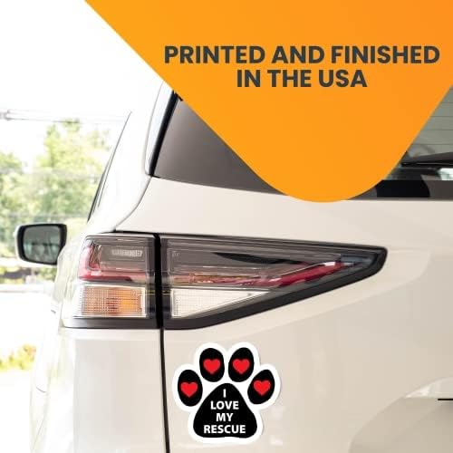 Magnet Me Up I Love My Rescue Pawprint Magnet Decal