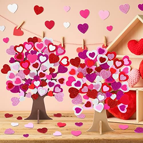 Fovths 332 peças Diy Love Heart Tree Starters Conjunto de artesanato 12 peças Árvore e 320 peças do dia