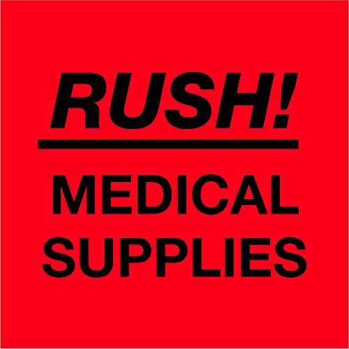 Navio agora fornece rótulos de lógica de fita SNDL1337, Rush - Medical Supplies, 4 x 4, vermelho