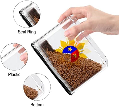 Recipientes de armazenamento de estrelas da bandeira filipina Caixa plástica transparente com tampas de lixeiras reutilizáveis ​​para lanches de cereais de cozinha Jelly Beans