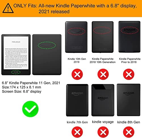 Caso emoitoo se encaixa na capa de couro de 6 Kindle White e leve, com alça de transporte para a Kindle Paperwhite antes de 2018 e-readers