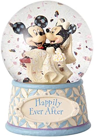 Tradições da Enesco Disney de Jim Shore Mickey e Minnie Mouse felizes para sempre depois do waterball de casamento, 6,5 polegadas, multicolor