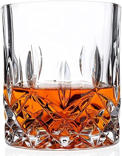 ??????? Presentes para homens Pai - óculos de uísque de cristal - conjunto de 4 copos de rochas em caixa de presente forrada de cetim - Whisky de barra de uísque antiquado Barware de barra de barra para beber bourbon, uísque, uísque