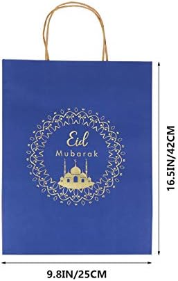PretyZoom 2pcs Eid Mubarak Bolsas de papel Ramadan Presente Tratar sacolas de doces Islâmico Bolsas de Goodie para Eid Al Fitr