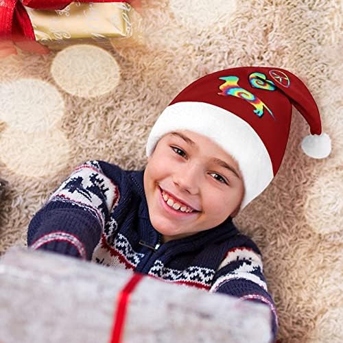 Paz amor Dachshunds Tie Dye Chapéu de Natal Personalizado Papai Noel Decorações engraçadas de Natal