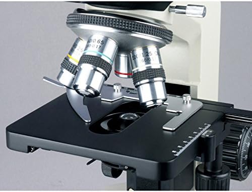 Microscópio binocular composto liderado por Amscope B400A, oculares WF10X e WF16X, ampliação 40x-1600X,