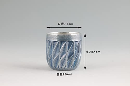 Iwakiri Bishudo No. 94a-4 Satsuma Tinner, Diamond Glass, Indigo lacado, diâmetro 3,0 x altura 3,3 polegadas,
