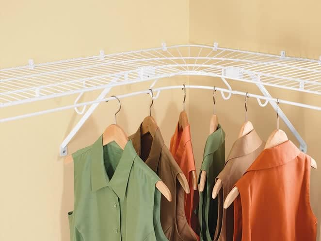 Produtos comerciais da Rubbermaid Prateleiras de arame, 12 polegadas, brancas, organizador e armazenamento, prateleiras de canto flutuantes/rack de roupas para lavanderia/armário/porão