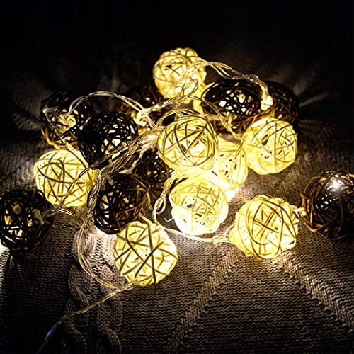 SHENGXIA Party Rattan Ball String Lights -Indiro ao ar livre Luzes decorativas - Luzes de cordas Lâmpada