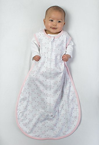 Saco de dormir de algodão bebê incrível, cobertor vestível com zíper de duas vias, zebras rosa