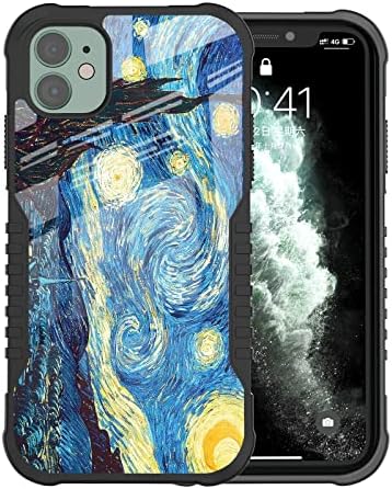 IPHONE 12 CASA PARA MULHERM MAN MENINO MENINO, FAMOSO PAITING Design de choque anti -arranhão Drop Soft Silicone TPU PC PC Backplane Caso para iPhone 12/12 Pro - Starry Night's Night's Night, de Van Gogh