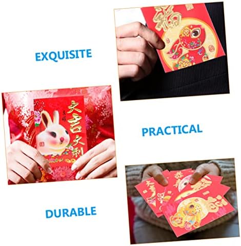 Sewacc 60pcs 2023 Ano dos pacotes vermelhos de coelho Presente de papel chinês envelopes vermelhos presentes