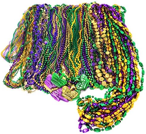 Vários de contas Mardi gras miçangas a granel Mardi gras decorações de contas colares de colares de ouro púrpura de ouro púrpura