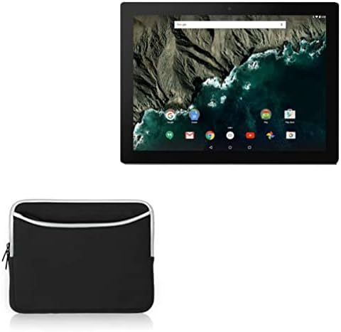 Caixa de onda de caixa para o Google Pixel C - SoftSuit com bolso, bolsa macia neoprene capa com zíper para o Google Pixel C - Jet Black com acabamento cinza claro