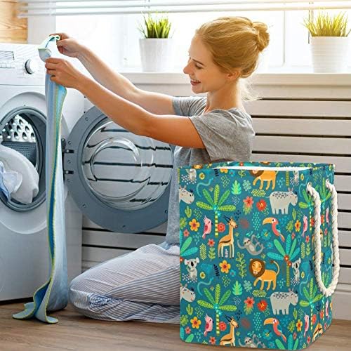 Lava -selva Animais de lavanderia cesto dobrável para a lixeira de armazenamento cesto de bebê