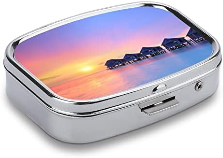 Caixa de comprimidos praia paisagismo em forma de folha quadrada caixa de tablets portátil Pillbox Vitamin Container Organizer Pills Solder com 3 compartimentos