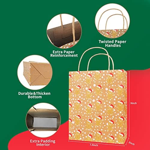 Covacure 24 PCs sacolas de presente de Natal - 6 estilos sacos de presente em massa com alças, sacolas de papel reutilizáveis, sacolas de boa