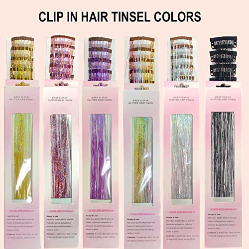 47 Tinsel holográfico de cabelo brilhante Profissional Profissional Sparkle Extensões de seda resistentes