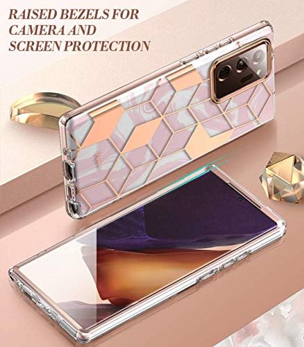 Série de mármore de Popshine para Samsung Galaxy Note 20 Caso Ultra, Premium Hybrid Full Body Protective Flexible TPU Caso para pára-choque, sem protetor de tela embutida, rosa de mármore líquido