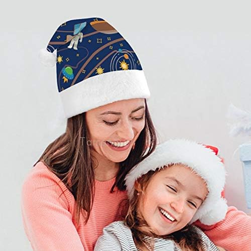 Chapéu de Papai Noel de Natal, Planeta Espacial Xmas Holida de Férias para Adultos, Unisex Comfort