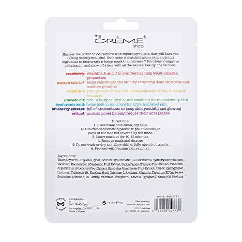 A loja Crème | Máscara de lençol coreano Rainbow Face Sheet para pele brilhante, úmida, jovem, saltitante e saudável - 3 pacote