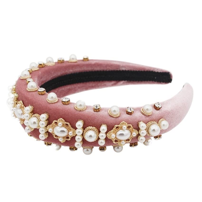N/A Temperament Hair Band Pearl com diamante geométrico de shinestone Flor Prom para mulheres