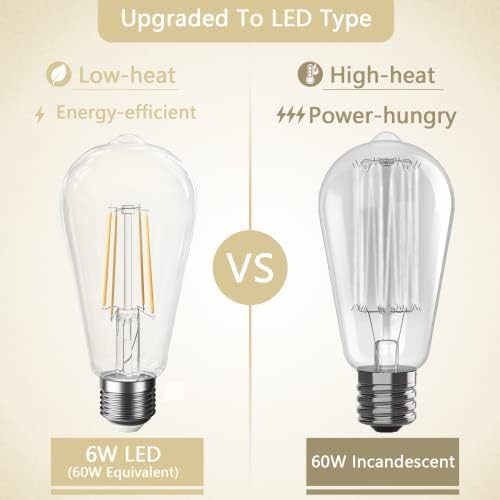 Bulbo LED de 60 watts, lâmpadas de Edison vintage, lâmpadas de Edison, brancas quentes 2700k, não-minúsculas
