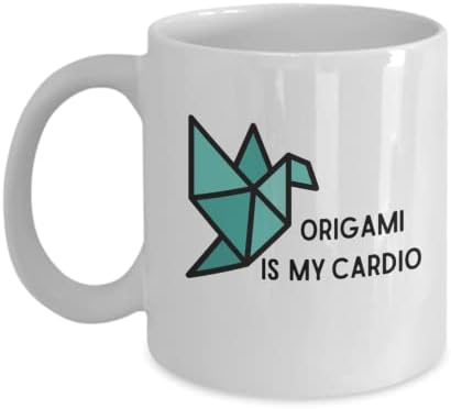 xícara de café de origami, caneca de origami, presente para alguém que gosta de origami, origami guindaste, origami é meu cardio