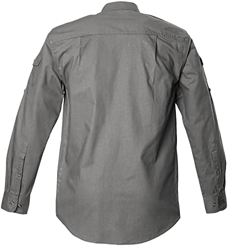 Camisa de atirador de safari para homens para mangas compridas, algodão, proteção solar para aventuras