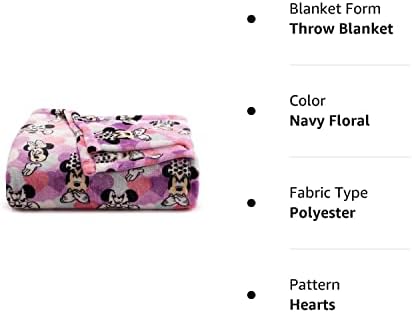 Minnie Mouse macio macio macio macio e aconchegante cobertor de arremesso super macio de 5 'x 6' para a cama de cadeira de sofá e para viajar no carro, floral marinha floral